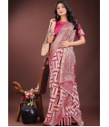 Magenta Linen Cotton Designer Wear Saree Magenta Linen Cotton Designer Wear Saree