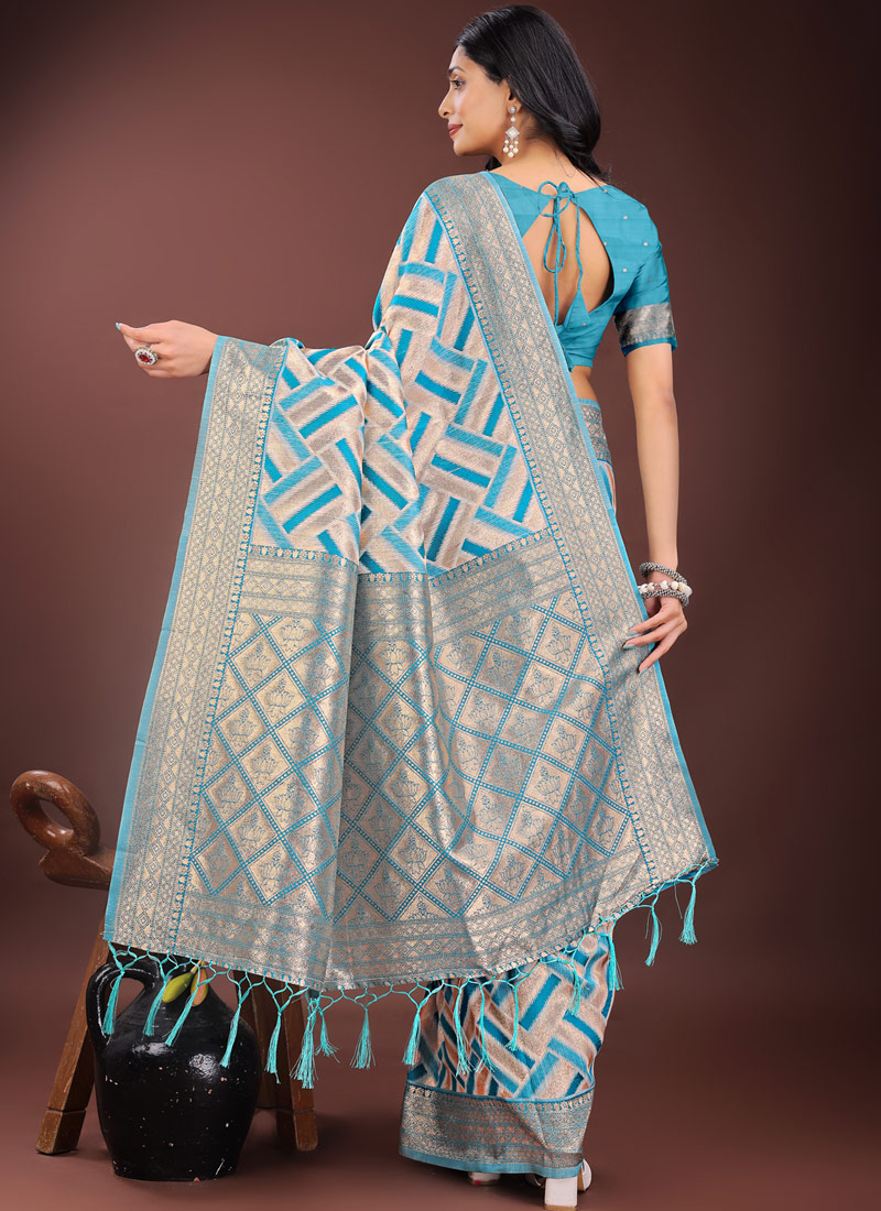 Sea Green Linen Cotton Designer Wear Saree Sea Green Linen Cotton Designer Wear Saree