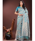 Sea Green Linen Cotton Designer Wear Saree Sea Green Linen Cotton Designer Wear Saree