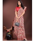 Red Linen Cotton Designer Wear Saree Red Linen Cotton Designer Wear Saree