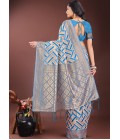 Sky Blue Linen Cotton Designer Wear Saree Sky Blue Linen Cotton Designer Wear Saree