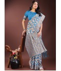 Sky Blue Linen Cotton Designer Wear Saree Sky Blue Linen Cotton Designer Wear Saree