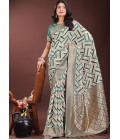 Green Linen Cotton Designer Wear Saree Green Linen Cotton Designer Wear Saree
