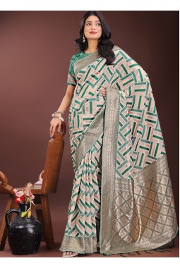 Green Linen Cotton Designer Wear Saree