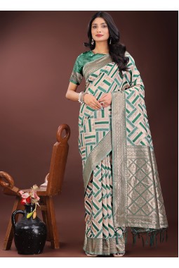 Green Linen Cotton Designer Wear Saree