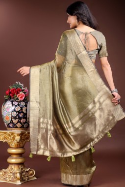 Mehndi Green Organza Festive Wear Saree