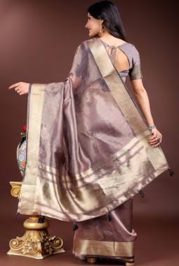 Purple Organza Festive Wear Saree