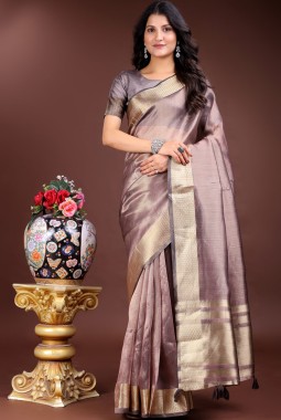 Purple Organza Festive Wear Saree