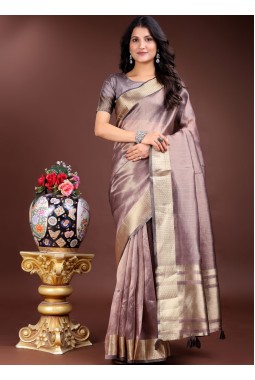 Purple Organza Festive Wear Saree