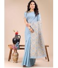 Sky Blue Cotton Daily Wear Saree Sky Blue Cotton Daily Wear Saree