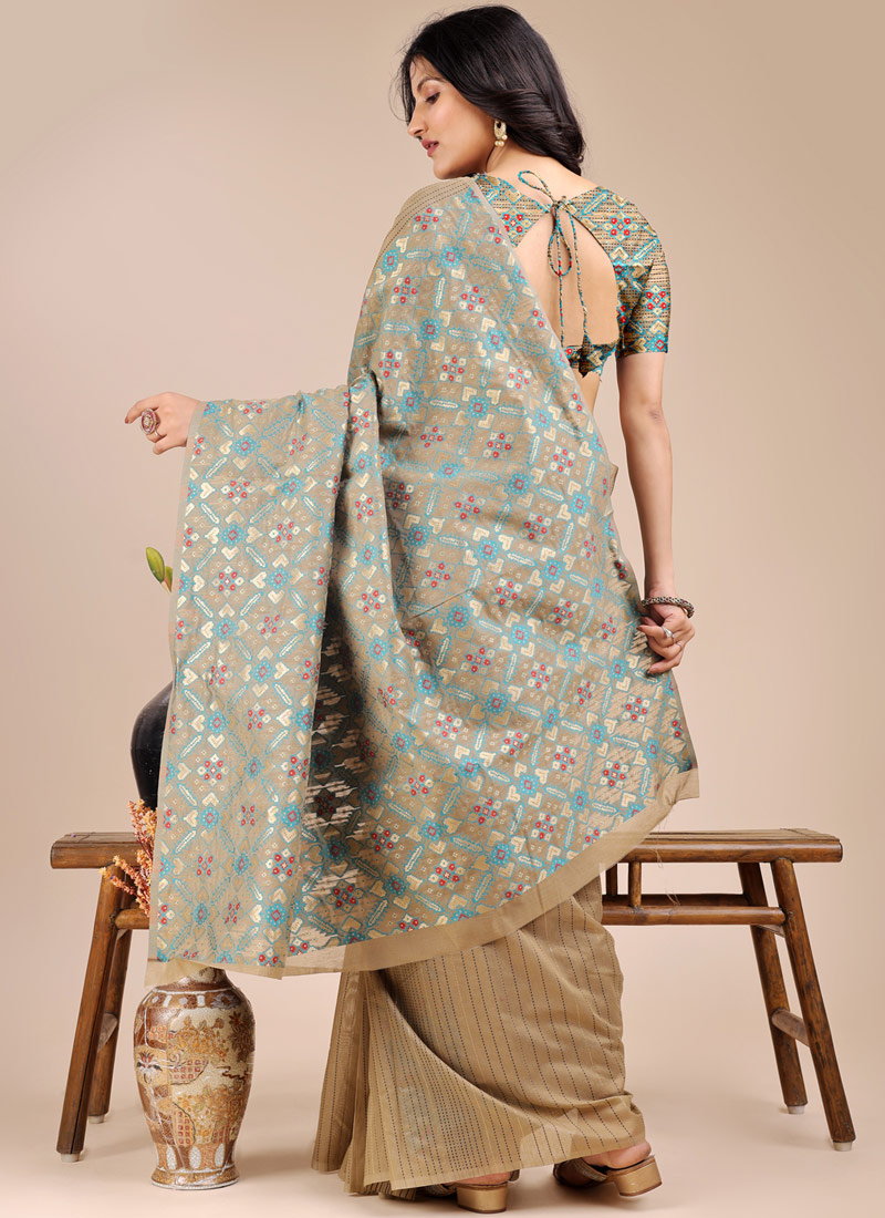 Beige Cotton Daily Wear Saree Beige Cotton Daily Wear Saree