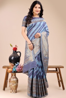 Blue Cotton Daily Wear Saree