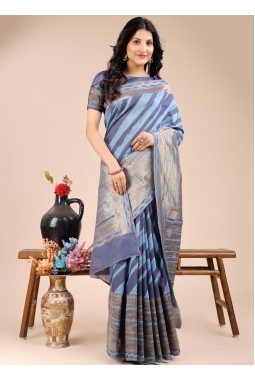 Blue Cotton Daily Wear Saree