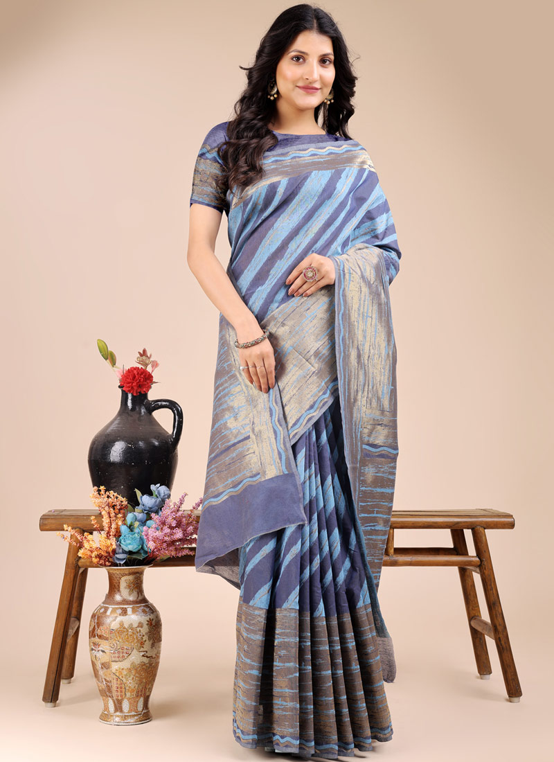 Blue Cotton Daily Wear Saree Blue Cotton Daily Wear Saree