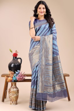 Blue Cotton Daily Wear Saree