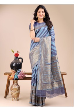 Blue Cotton Daily Wear Saree