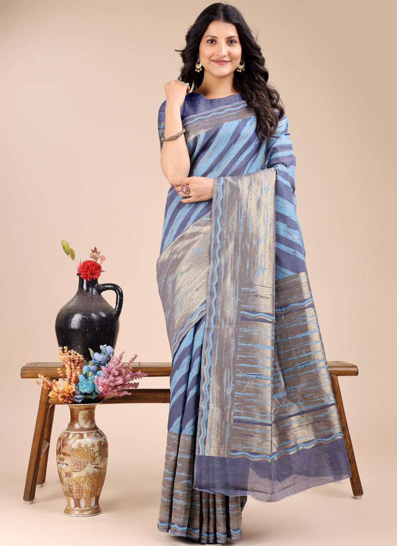 Blue Cotton Daily Wear Saree Blue Cotton Daily Wear Saree