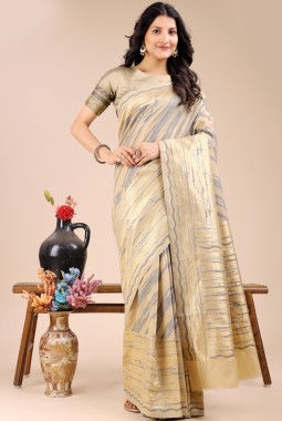 Cream Cotton Daily Wear Saree