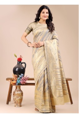 Cream Cotton Daily Wear Saree