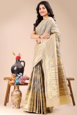 Cream Cotton Daily Wear Saree