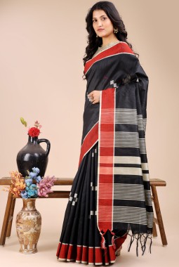 Black Cotton Daily Wear Saree