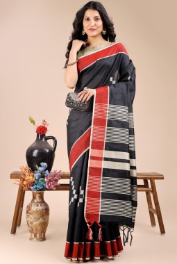 Black Cotton Daily Wear Saree