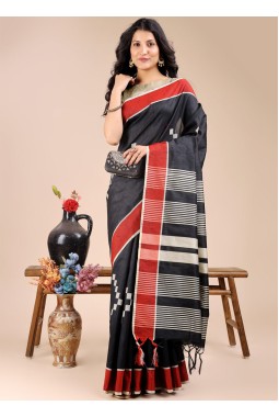 Black Cotton Daily Wear Saree