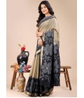 Cream And Black Cotton Daily Wear Saree Cream And Black Cotton Daily Wear Saree