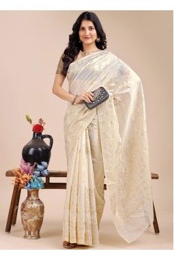 Off White Cotton Daily Wear Saree