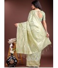 Light Green Linen Cotton Designer Saree Light Green Linen Cotton Designer Saree