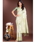 Light Green Linen Cotton Designer Saree Light Green Linen Cotton Designer Saree