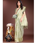 Light Green Linen Cotton Designer Saree Light Green Linen Cotton Designer Saree