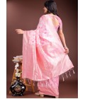 Pink Linen Cotton Designer Saree Pink Linen Cotton Designer Saree