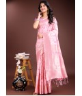 Pink Linen Cotton Designer Saree Pink Linen Cotton Designer Saree