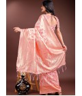 Peach Linen Cotton Designer Saree Peach Linen Cotton Designer Saree