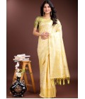 Yellow Linen Cotton Designer Saree Yellow Linen Cotton Designer Saree