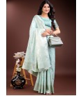 Sea Green Linen Cotton Designer Saree Sea Green Linen Cotton Designer Saree