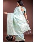 Sea Green Linen Cotton Designer Saree Sea Green Linen Cotton Designer Saree