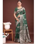 Dark Green Banarasi Silk Wedding Saree Dark Green Banarasi Silk Wedding Saree