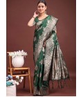 Dark Green Banarasi Silk Wedding Saree Dark Green Banarasi Silk Wedding Saree