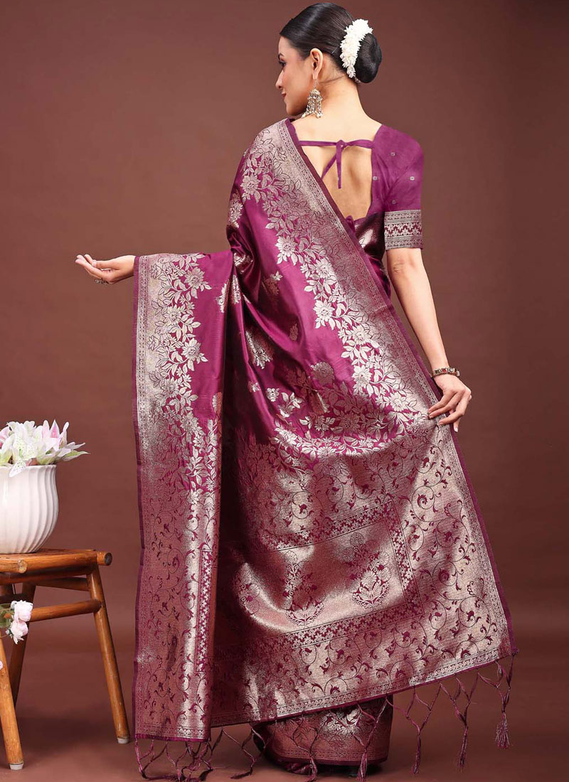 Purple Banarasi Silk Wedding Saree Purple Banarasi Silk Wedding Saree