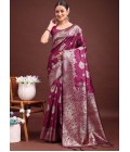 Purple Banarasi Silk Wedding Saree Purple Banarasi Silk Wedding Saree