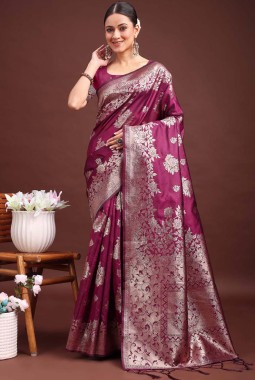 Purple Banarasi Silk Wedding Saree