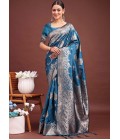 Teal Blue Banarasi Silk Wedding Saree Teal Blue Banarasi Silk Wedding Saree