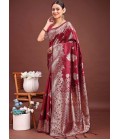Maroon Banarasi Silk Wedding Saree Maroon Banarasi Silk Wedding Saree
