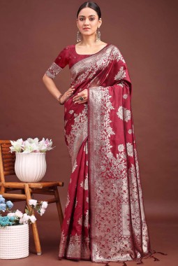Maroon Banarasi Silk Wedding Saree