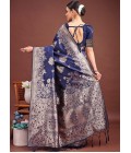 Navy Blue Banarasi Silk Wedding Saree Navy Blue Banarasi Silk Wedding Saree