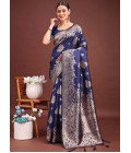 Navy Blue Banarasi Silk Wedding Saree Navy Blue Banarasi Silk Wedding Saree