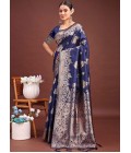 Navy Blue Banarasi Silk Wedding Saree Navy Blue Banarasi Silk Wedding Saree