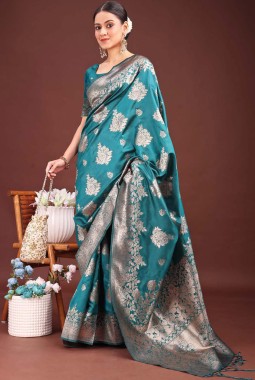 Sea Green Banarasi Silk Wedding Saree